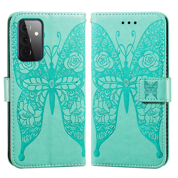 Samsung Galaxy A72 - Läder Fodral Med Tryck - Grön Green Grön
