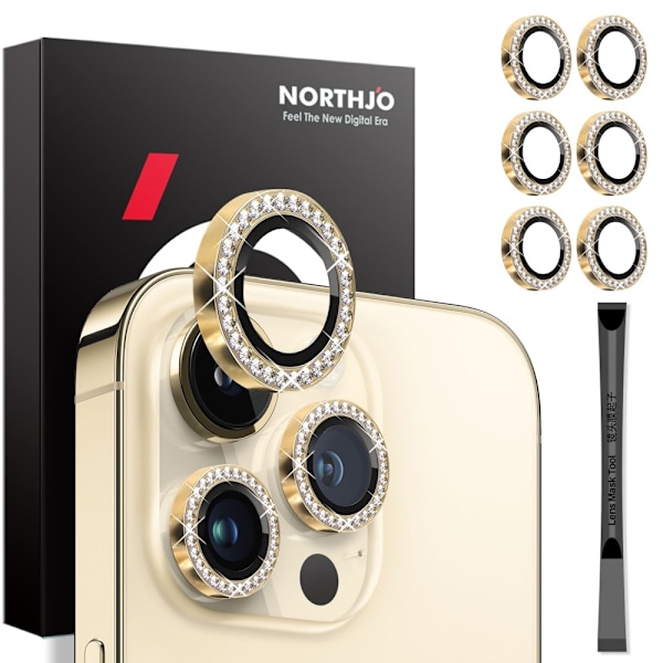 NORTHJO iPhone 15 Pro/Pro Max/14 Pro/Pro Max Linsskydd Strass 2-