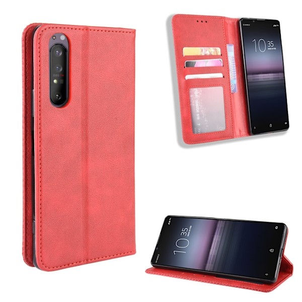 Sony Xperia 5 II - Retro Fodral - Röd Red Röd