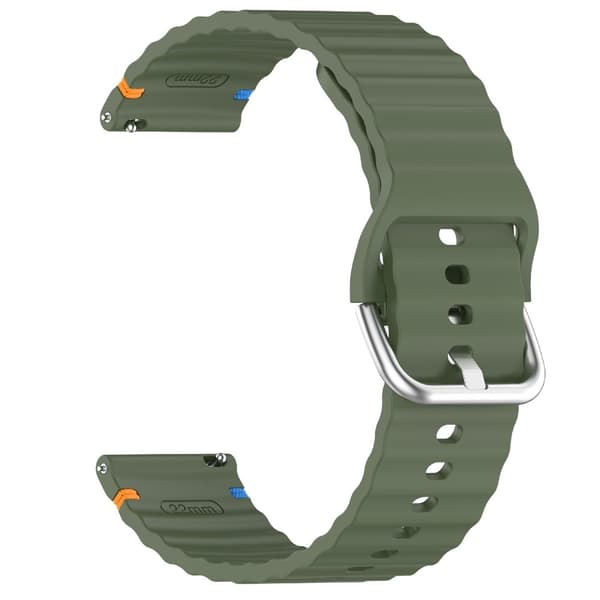 Klockarmband 20 mm Silikon Wave Design Militär Grön