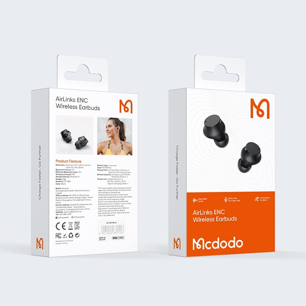 Mcdodo AirLinks IPX5 Trådlösa Sporthörlurar Svart