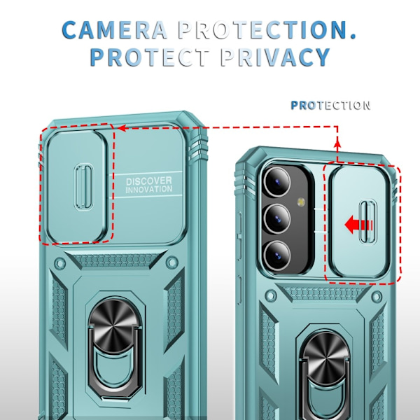 Galaxy S24 Plus Skal CamShield Ring Hybrid Armor Grå/Grön