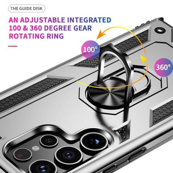 Samsung Galaxy S24 Ultra Skal Ring Hybrid Armor Silver