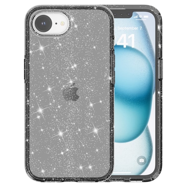 iPhone 16e Skal Glitter Shockproof Svart