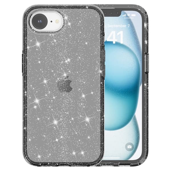 iPhone 17e / 16e Skal Glitter Shockproof Svart
