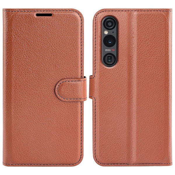 Sony Xperia 1 VI Fodral Litchi Läder Brun
