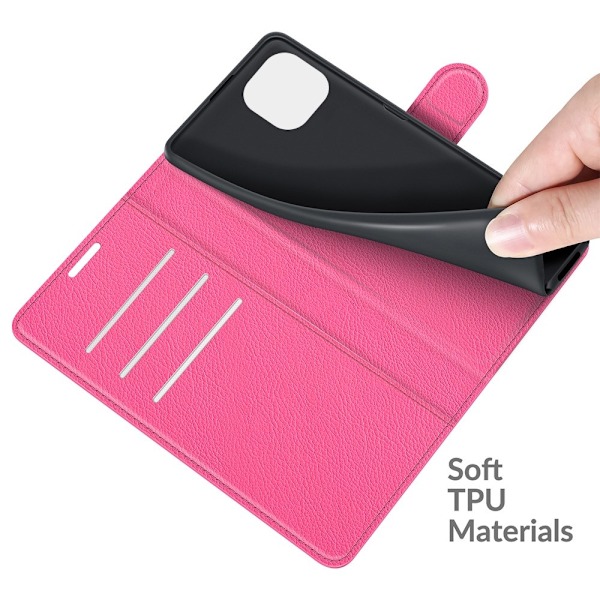 Xiaomi Mi 11 Lite - Litchi Läder Fodral - Rosa Rosa