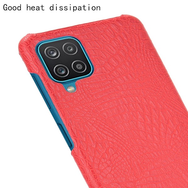 Samsung Galaxy A12 - Krokodil Textur Läder Skal - Röd Red Röd