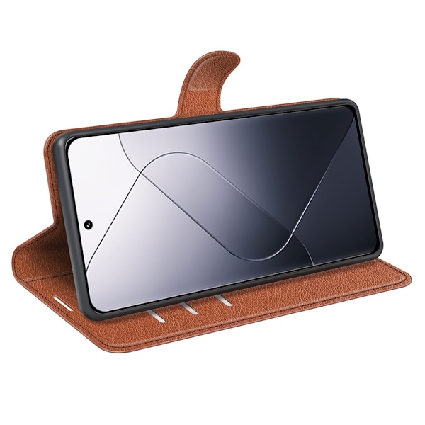 Xiaomi 14 Fodral Litchi Läder Brun