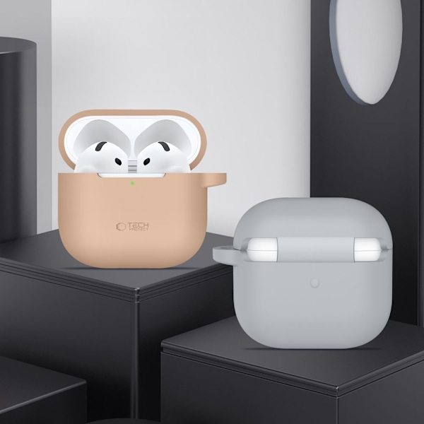 Tech-Protect AirPods 4 Skal Silikon Hook Caffe Latte