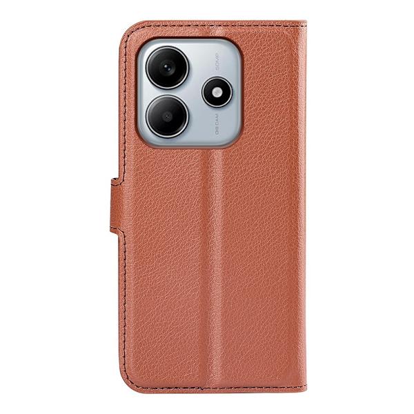 Xiaomi Redmi Note 14 5G Fodral Litchi Läder Brun