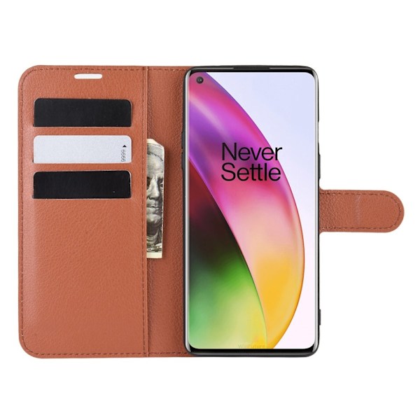 OnePlus 8 - Litchi Plånboksfodral - Brun Brun