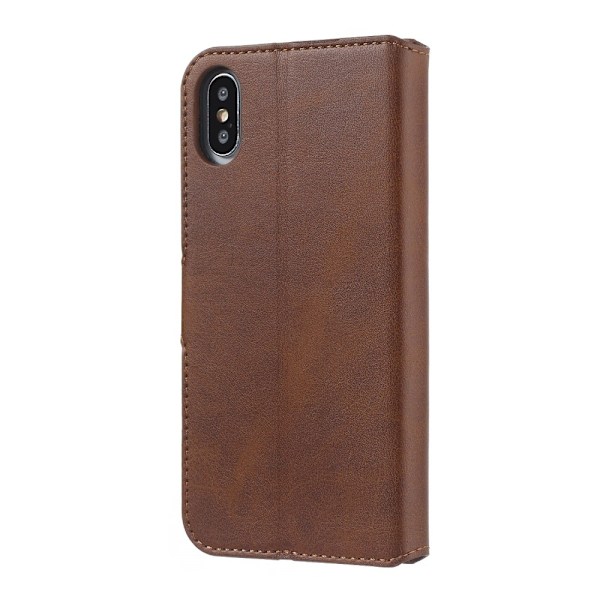 iPhone X/Xs - Solid Läder Fodral - Brun Brown Brun