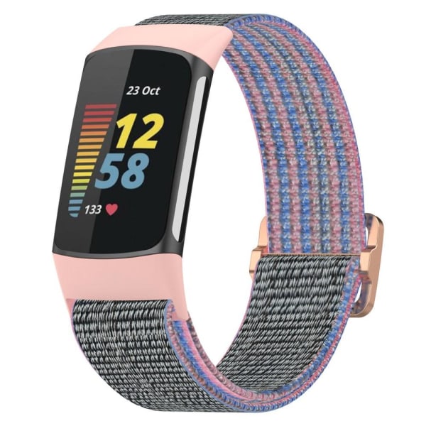 Fitbit Charge 6 / 5 Armband Justerbart Nylon Grå/Rosa