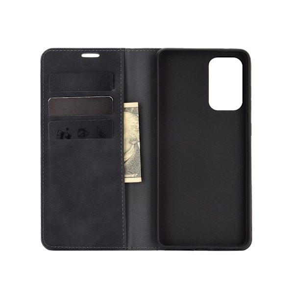 Samsung Galaxy A72 - Silkeslent Läder Fodral - Svart Black Svart