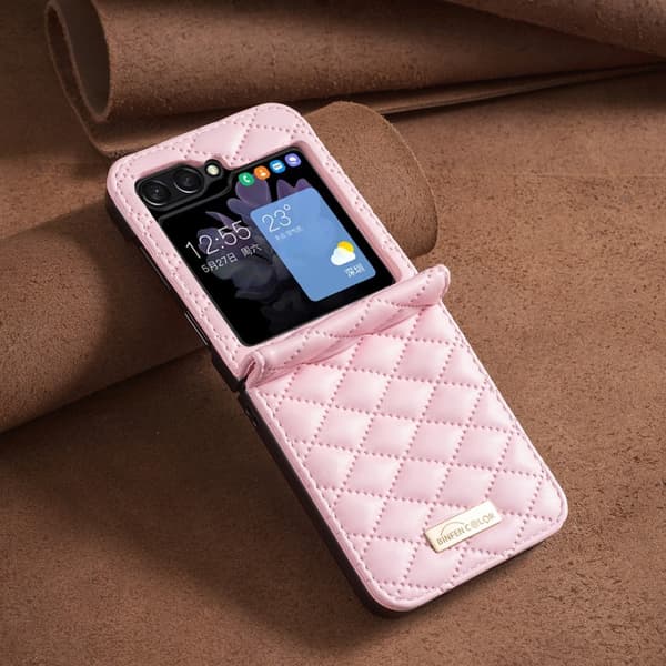 BINFEN Galaxy Z Flip 6/7 FE Skal Diamond Textur Rosa
