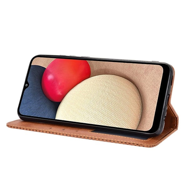 Samsung Galaxy A02s - Retro Läder Flip Fodral - Brun Brown Brun