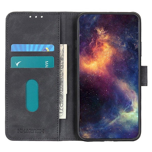 KHAZNEH Galaxy S25 Plus / S24 Plus Fodral Retro Läder Svart