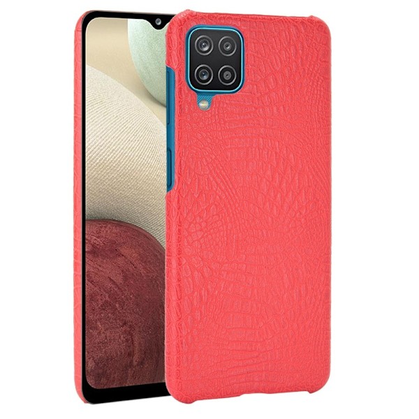 Samsung Galaxy A12 - Krokodil Textur Läder Skal - Röd Red Röd