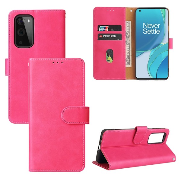 OnePlus 9 - Silkeslent Läder Fodral - Rosa Pink Rosa