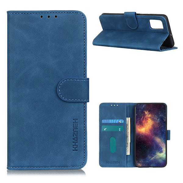 Samsung Galaxy A72 - KHAZNEH Retro Läder Fodral - Blå Blue Blå