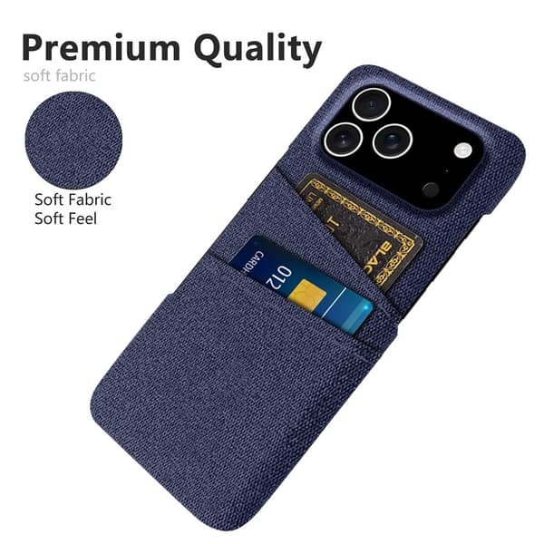 iPhone 17 Pro Skal Med Kortfack Tygbelagt Blå