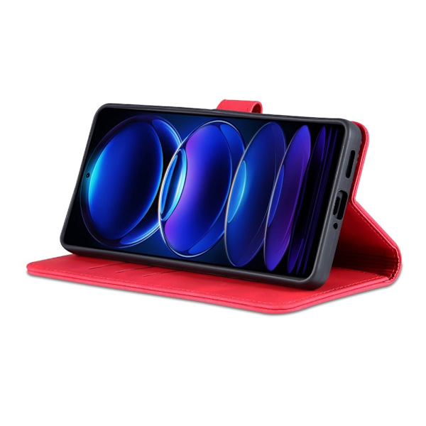 AZNS Xiaomi Redmi Note 12 Pro 5G Fodral Retro Läder Röd
