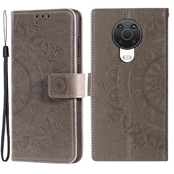 Nokia G10 / G20 Fodral Tryckt Mandala Läder Grå