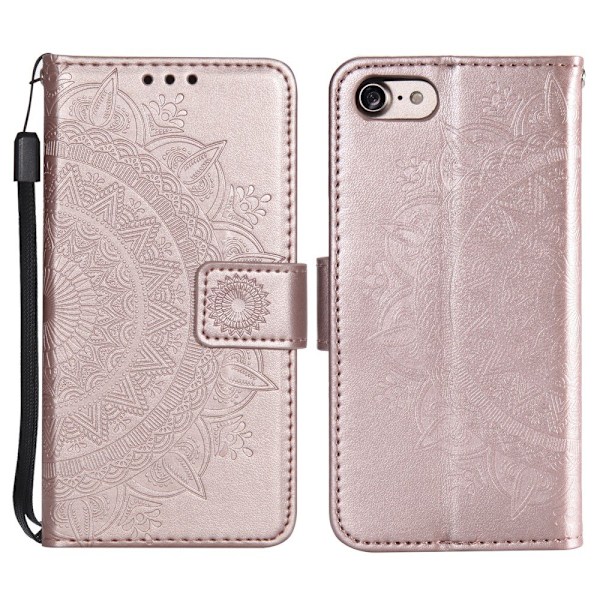 iPhone 16e Fodral Mandala Läder Roséguld