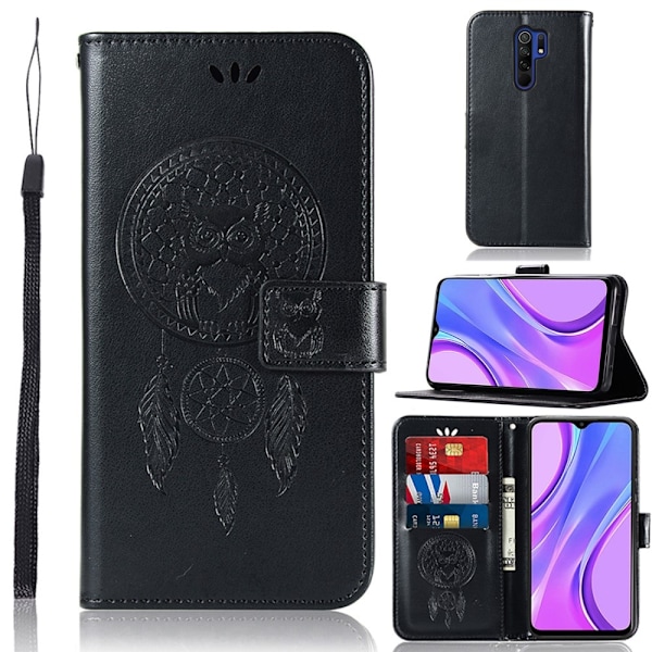 Xiaomi Redmi 9 - Dream Catcher Owl Fodral - Svart Black Svart