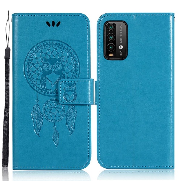 Xiaomi Redmi 9T - Dream Catcher Läder Fodral - Blå Blue Blå