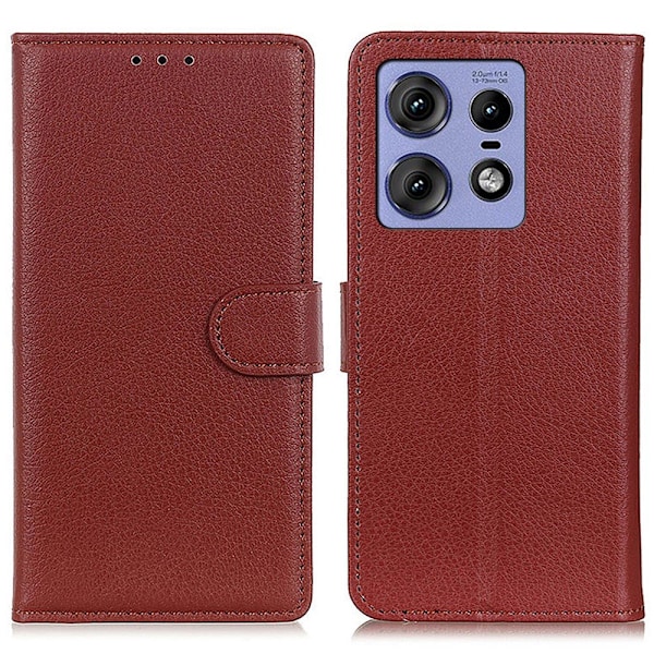 Motorola Edge 50 Pro 5G Fodral Litchi Läder Brun