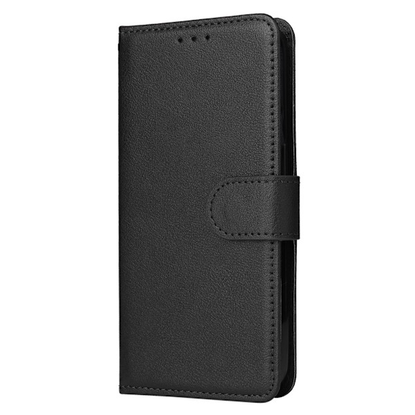 iPhone 15 Plus Fodral Solid Läder Med Snodd Svart