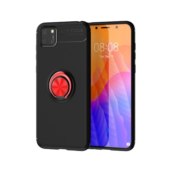 Huawei Y5p - Ring Skal - Svart/Röd Svart/Röd Svart/Röd