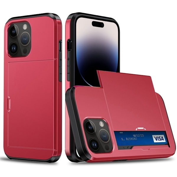 iPhone 15 Pro Skal Med Kortfack Röd