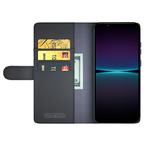 Sony Xperia 1 VI Fodral Premium Äkta Läder Svart
