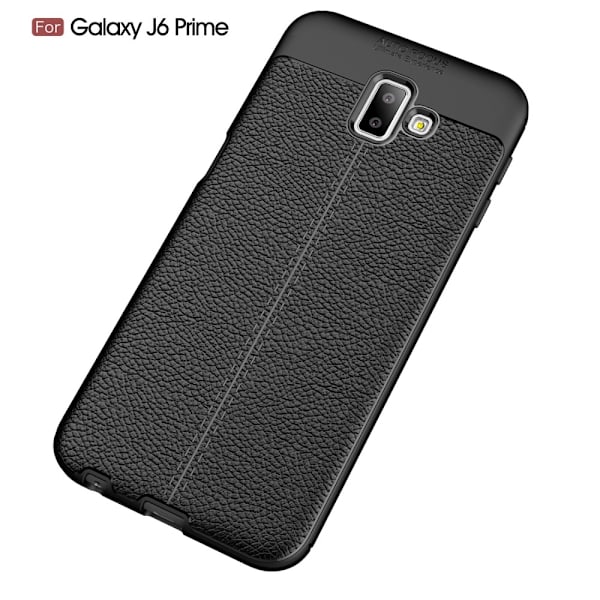 Samsung Galaxy J6 Plus - Litchi läderskal - Svart Black Svart