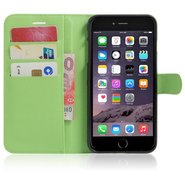 iPhone 7/8 Plus - Litchi Plånboksfodral - Grön Grön