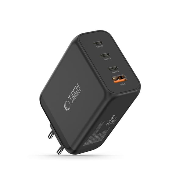 Tech-Protect 240W Väggladdare PD QC3.0 USB-C / USB-A Svart