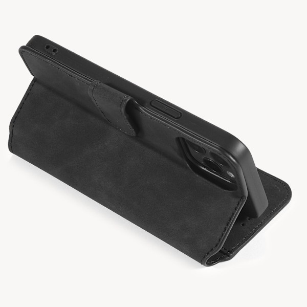 DG.MING iPhone 12 / 12 Pro Fodral Retro Läder Svart Brun