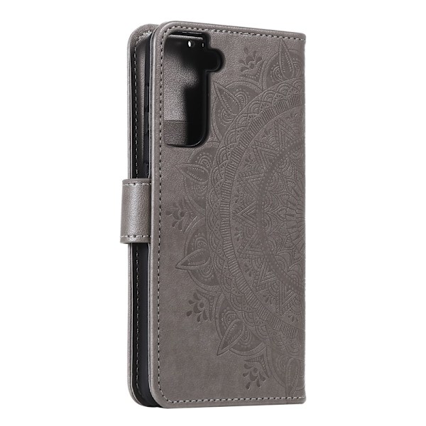 Samsung Galaxy S21 - Mandala Plånboksfodral - Grå Grey Grå