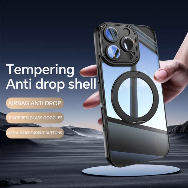 iPhone 16 Pro Max Skal MagSafe Kickstand Transparent/Svart