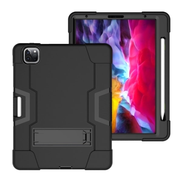 iPad Pro 12.9 (2020/2021) - Shockproof Skal Med Kickstand - Svart Svart