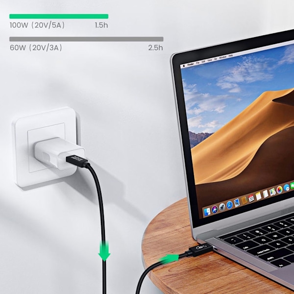 Thunderbolt 3/4 Kabel 1m USB-C 100W PD Svart