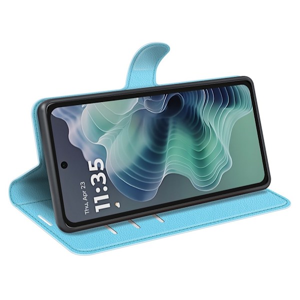 Motorola Moto G35 5G Fodral Litchi Läder Blå