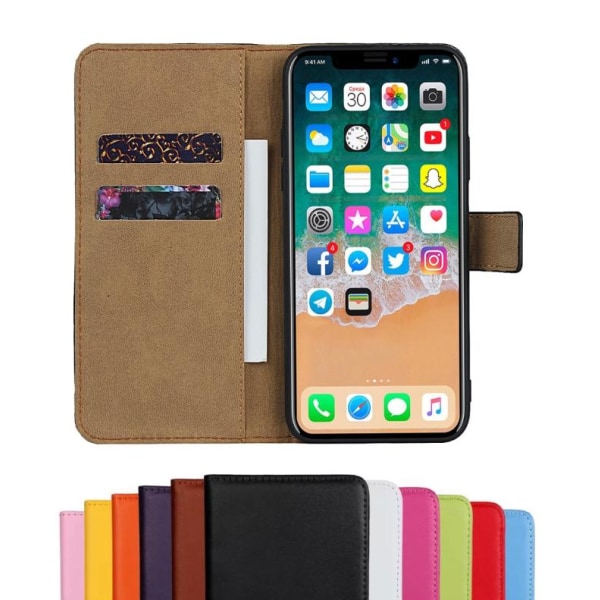 iPhone XR - Plånboksfodral I Äkta Läder - Lila Purple Lila