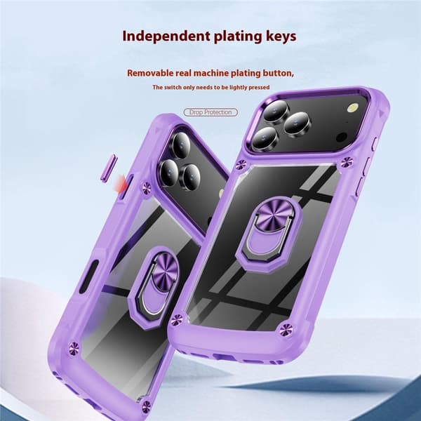 iPhone 18 Pro/17 Pro Skal Shockproof Ring Hybrid Svart