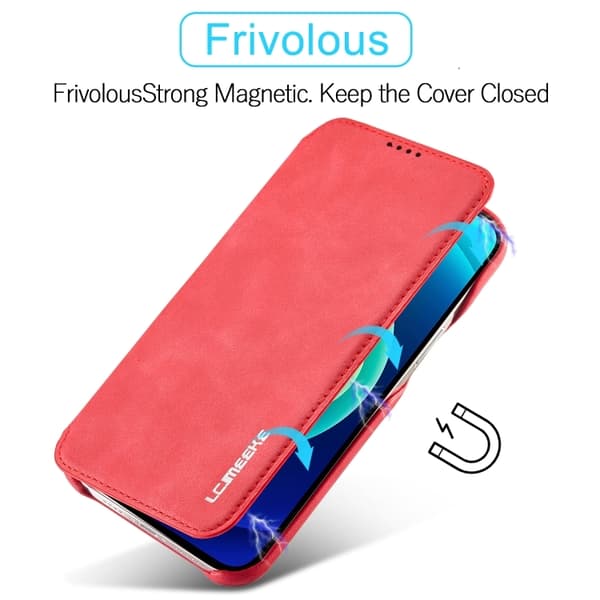 LC.IMEEKE iPhone 14 Plus Fodral Flip Läder Röd