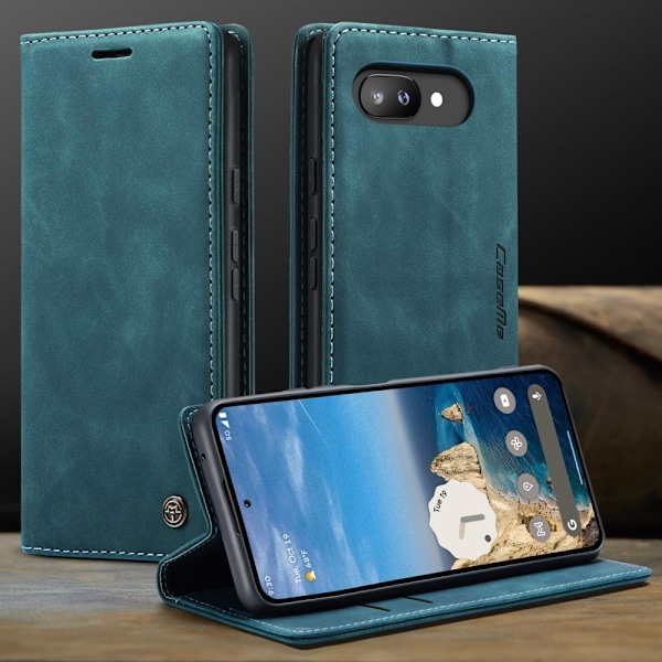 CASEME Google Pixel 9a Fodral Flip Retro Läder Blå