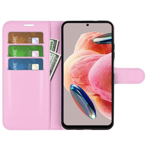 Xiaomi Redmi Note 12 4G Fodral Litchi Läder Ljus Rosa